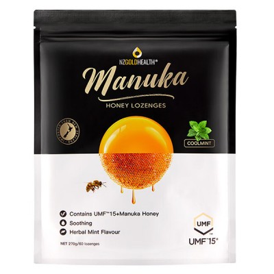 NZGOLDHEALTH新西兰进口 麦卢卡蜂蜜硬糖 润喉糖 UMF15+ 薄荷味 270g